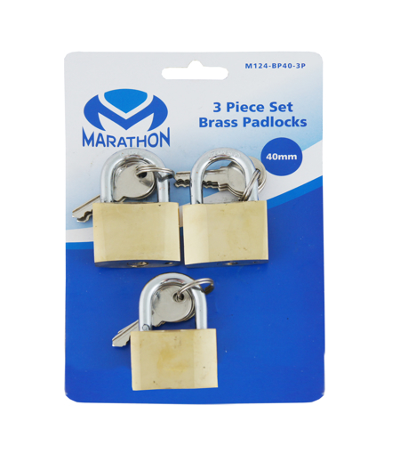 Picture of Padlock 40mm Brass Blister - 3 Pack