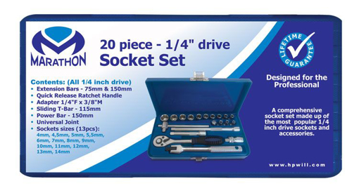 Picture of Socket Set 1/4Dr 20 Piece in Steel Case