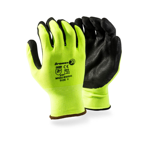 Picture of Glove Miizu 300 Hi-Viz Black Latex Palm Sz  8