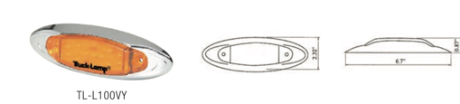 Picture of Marker Lamp  6 LED Amber - Chrome 170x59mm