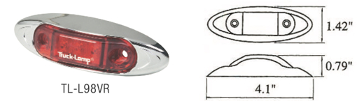 Picture of Marker Lamp  6 LED Red 10-30V 104x36mm
