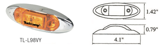 Picture of Marker Lamp  6 LED Amber 10-30V 104x36mm