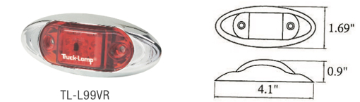 Picture of Marker Lamp  6 LED Red 10-30V 104x43mm