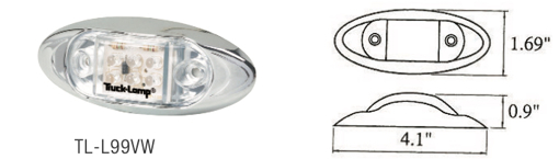 Picture of Marker Lamp  6 LED White 10-30V 104x43mm