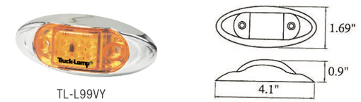 Picture of Marker Lamp  6 LED Amber 10-30V 104x43mm
