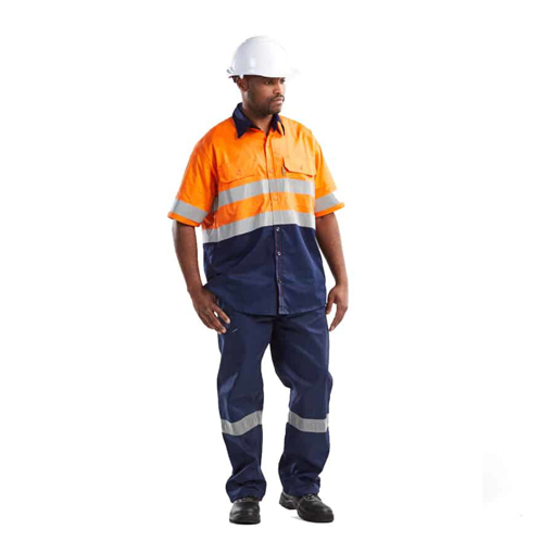Picture of Shirt Short Orange/Navy Reflective Large